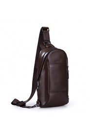 Men Real Genuine Cowhide Leather Purse Sling Pack Messenger Cross Body Chest Bag Flaps Brown