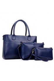 Women PU Shopper Shoulder Bag / Tote Blue / Black / Burgundy