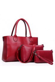 Women PU Shopper Shoulder Bag / Tote Blue / Black / Burgundy