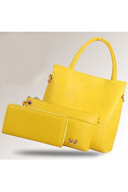 Women PU Barrel Shoulder Bag / Tote White / Blue / Yellow / Red / Black