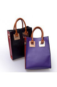 Women PU Shopper Shoulder Bag / Tote / Satchel Purple / Black