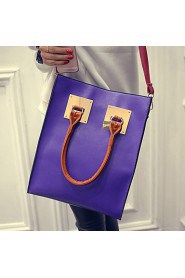 Women PU Shopper Shoulder Bag / Tote / Satchel Purple / Black