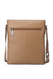 Men Real Genuine Cowhide Leather Purse Messenger Crossbody Shoulder Bag Flap Khaki