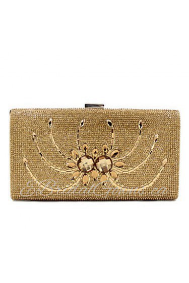 Women Satin Minaudiere Clutch / Evening Bag Gold / Silver / Black