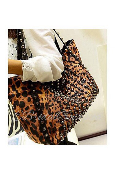 Women's Fashion Leopard Print Big PU Leather Tote