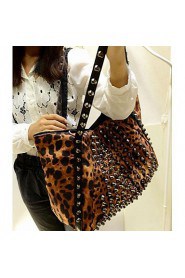 Women's Fashion Leopard Print Big PU Leather Tote