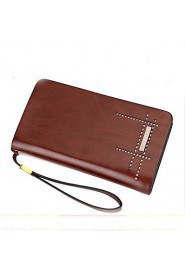 Men PU Knucklebox Clutch / Wallet Brown / Khaki