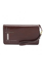 Men PU Knucklebox Clutch / Wallet Brown / Khaki