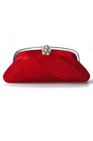 Women Satin Minaudiere Tote / Clutch / Evening Bag Beige / Purple / Red / Silver / Black / Ivory / Champagne