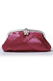 Women Satin Minaudiere Tote / Clutch / Evening Bag Beige / Purple / Red / Silver / Black / Ivory / Champagne