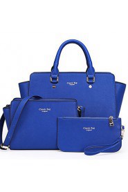 Women PU Weekend Bag Tote Purple / Blue / Red / Black