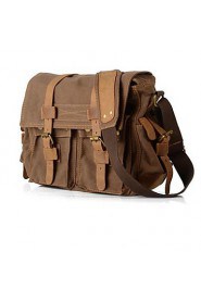 New Vintage Canvas Mens Women Leather Rucksack Shoulder Messenger Satchel Book Bag