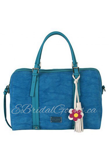 Women PU / Canvas Shopper Shoulder Bag / Tote / Cross Body Bag Blue