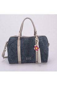 Women PU / Canvas Shopper Shoulder Bag / Tote / Cross Body Bag Blue