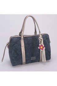 Women PU / Canvas Shopper Shoulder Bag / Tote / Cross Body Bag Blue