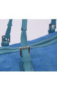 Women PU / Canvas Shopper Shoulder Bag / Tote / Cross Body Bag Blue