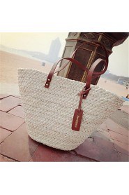 Women Casual Straw Tote Beige