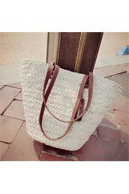 Women Casual Straw Tote Beige