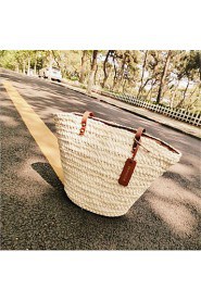 Women Casual Straw Tote Beige