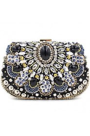 Women Satin Minaudiere Clutch / Evening Bag Black