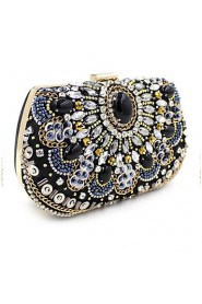 Women Satin Minaudiere Clutch / Evening Bag Black