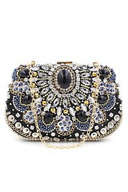 Women Satin Minaudiere Clutch / Evening Bag Black