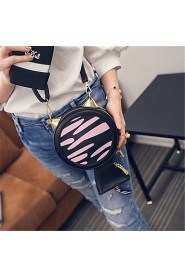 Women Outdoor PU Mobile Phone Bag Pink / Black