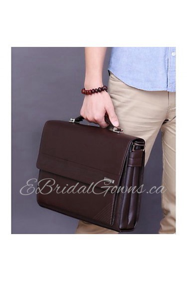 Men PU Baguette Shoulder Bag Brown