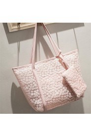 Women PU Weekend Bag Tote Beige / Pink / Black