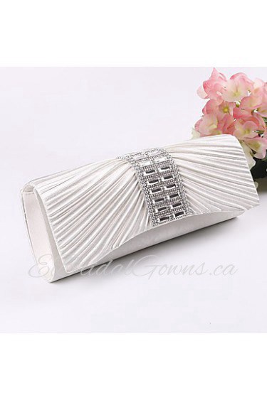 Women Satin Minaudiere Clutch / Evening Bag / Wristlet White / Purple / Gold / Silver / Black