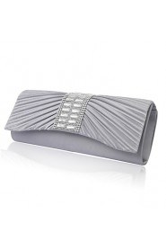 Women Satin Minaudiere Clutch / Evening Bag / Wristlet White / Purple / Gold / Silver / Black