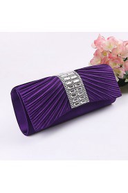 Women Satin Minaudiere Clutch / Evening Bag / Wristlet White / Purple / Gold / Silver / Black