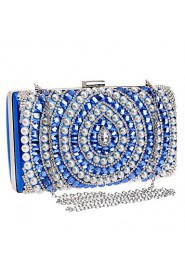 Women Metal Minaudiere Evening Bag Blue / Gold / Red / Silver / Black