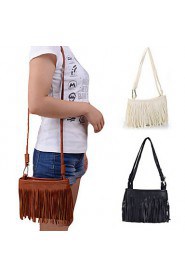 Women Mini Shoulder Bag PU Leather Tassel Fringe Satchel Crossbody Messenger Bag