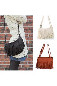 Women Mini Shoulder Bag PU Leather Tassel Fringe Satchel Crossbody Messenger Bag