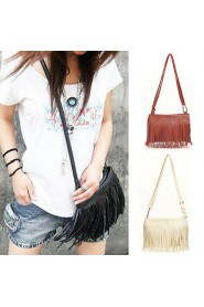 Women Mini Shoulder Bag PU Leather Tassel Fringe Satchel Crossbody Messenger Bag