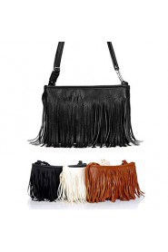 Women Mini Shoulder Bag PU Leather Tassel Fringe Satchel Crossbody Messenger Bag