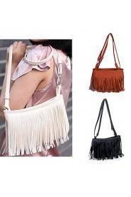 Women Mini Shoulder Bag PU Leather Tassel Fringe Satchel Crossbody Messenger Bag