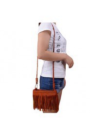 Women Mini Shoulder Bag PU Leather Tassel Fringe Satchel Crossbody Messenger Bag