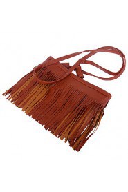 Women Mini Shoulder Bag PU Leather Tassel Fringe Satchel Crossbody Messenger Bag