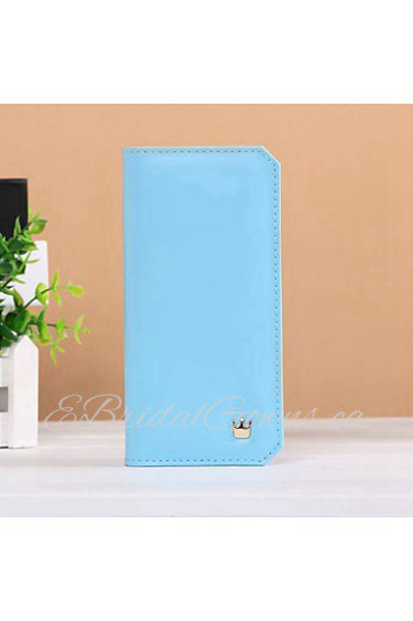 Fashion simple style long vertical Small crown metal buckle thin multi card bit card package lady wallet