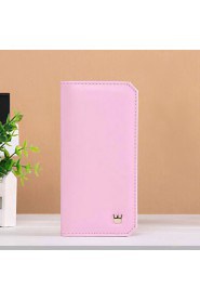 Fashion simple style long vertical Small crown metal buckle thin multi card bit card package lady wallet