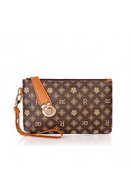 Women PU Baguette Clutch Gold / Brown