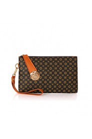 Women PU Baguette Clutch Gold / Brown