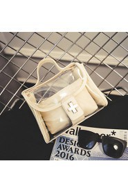 Lady's Clear PVC Transparent Jelly Candy Small Bag Tote Clear Beach Handbag Bucket Satchel Picture package Beach Bag