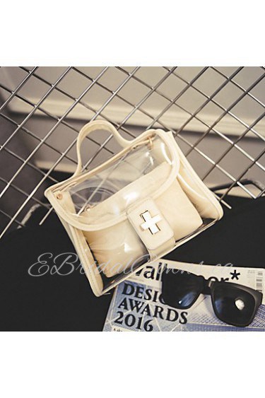 Lady's Clear PVC Transparent Jelly Candy Small Bag Tote Clear Beach Handbag Bucket Satchel Picture package Beach Bag