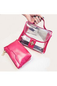 Lady's Clear PVC Transparent Jelly Candy Small Bag Tote Clear Beach Handbag Bucket Satchel Picture package Beach Bag