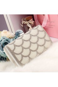 Women Silk / Metal Minaudiere Clutch / Evening Bag Gold / Silver