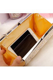 Women Silk / Metal Minaudiere Clutch / Evening Bag Gold / Silver