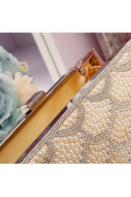 Women Silk / Metal Minaudiere Clutch / Evening Bag Gold / Silver